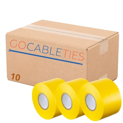 GOCABLETIES - Isolierband Gelb - 10 Rollen - 50 mm x 33 m - strapazierfähiges, selbstklebendes Isolierband - zum Schutz, Bündeln und Reparieren von Kabeln von GOCABLETIES