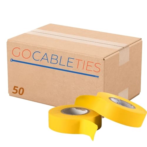 GOCABLETIES - Isolierband Gelb - 19 mm x 20 m - 50 Rollen - strapazierfähiges, selbstklebendes Isolierband - zum Schutz, Bündeln und Reparieren von Kabeln von GOCABLETIES