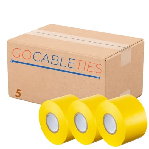 GOCABLETIES - Isolierband Gelb - 5 Rollen - 50 mm x 33 m - strapazierfähiges, selbstklebendes Isolierband - zum Schutz, Bündeln und Reparieren von Kabeln von GOCABLETIES