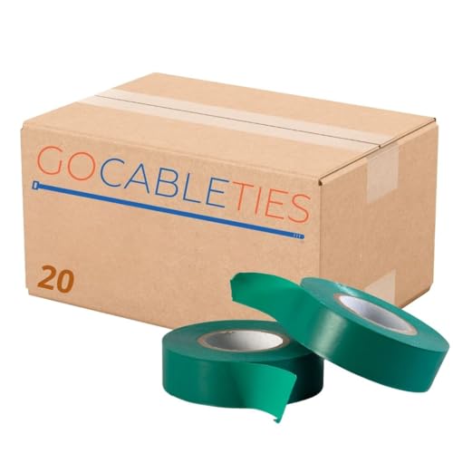 GOCABLETIES - Isolierband Grün - 19 mm x 20 m - 20 Rollen - strapazierfähiges, selbstklebendes Isolierband - zum Schutz, Bündeln und Reparieren von Kabeln von GOCABLETIES