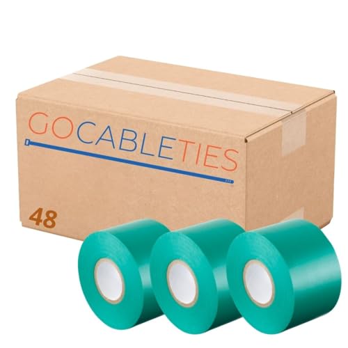 GOCABLETIES - Isolierband Grün - 48 Rollen - 50 mm x 33 m - strapazierfähiges, selbstklebendes Isolierband - zum Schutz, Bündeln und Reparieren von Kabeln von GOCABLETIES