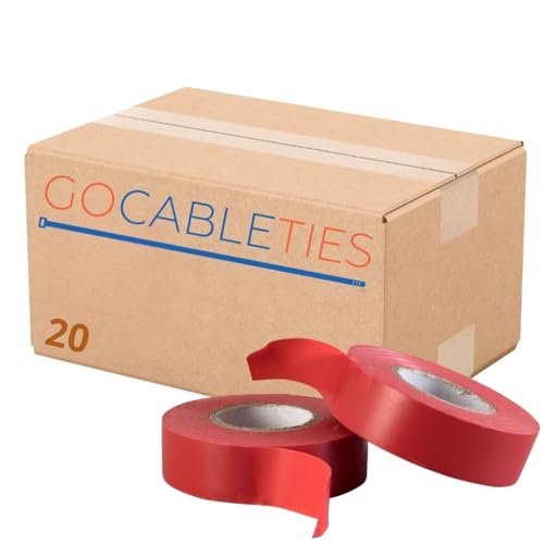 GOCABLETIES - Isolierband Rot - 19 mm x 20 m - 20 Rollen - strapazierfähiges, selbstklebendes Isolierband - zum Schutz, Bündeln und Reparieren von Kabeln von GOCABLETIES