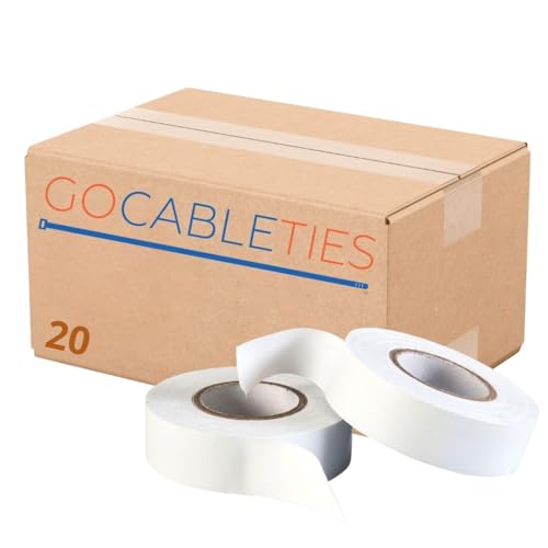 GOCABLETIES - Isolierband Weiß - 19 mm x 20 m - 20 Rollen - strapazierfähiges, selbstklebendes Isolierband - zum Schutz, Bündeln und Reparieren von Kabeln von GOCABLETIES