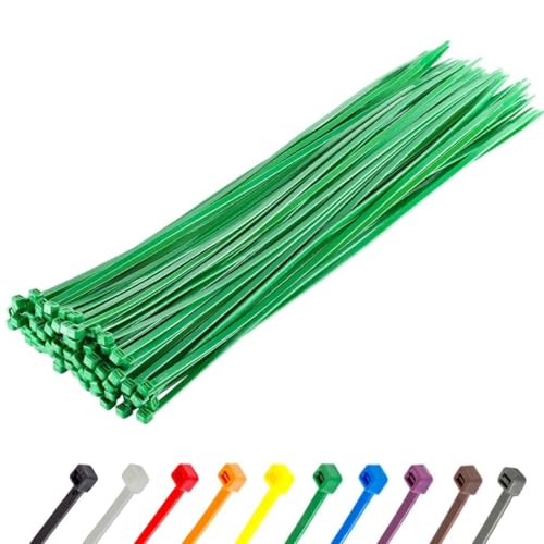 Gocableties Kabelbinder 100 Stück Grün, 450 mm x 9,0 mm mit 79,4 kg Zugfestigkeit, extra starkes, UV Beständig Set von GOCABLETIES