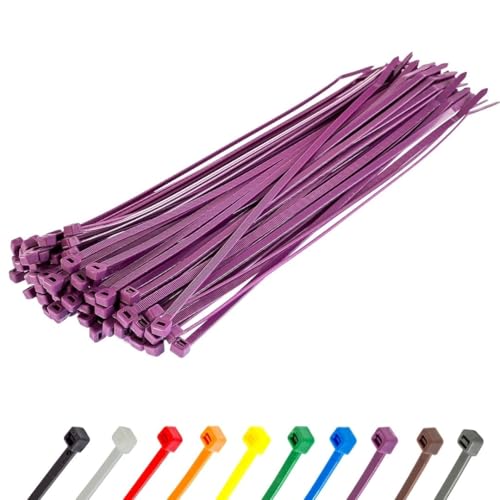 Gocableties Kabelbinder 100 Stück Lila, 200 mm x 4,8 mm mit 22,2 kg Zugfestigkeit, UV Beständig Set von GOCABLETIES