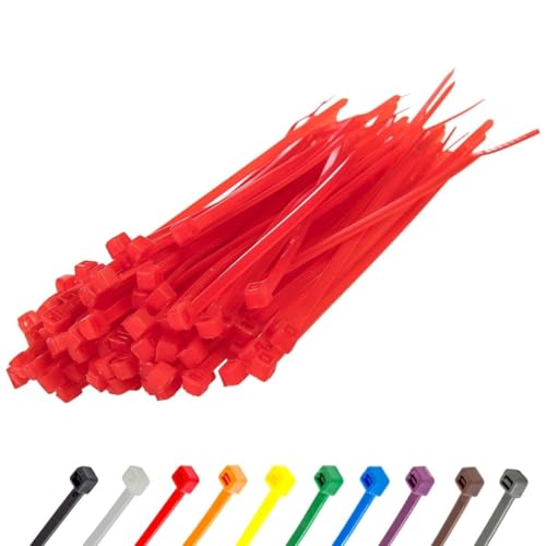 Gocableties Kabelbinder 100 Stück Rot, 150 mm x 3,6 mm mit 18,2 kg Zugfestigkeit, kleine Größe, UV Beständig Set von GOCABLETIES