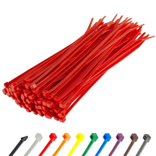Gocableties Kabelbinder 100 Stück Rot, 300 mm x 3,6 mm mit 18,2 kg Zugfestigkeit, UV Beständig Set von GOCABLETIES