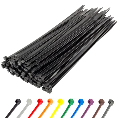 Gocableties Kabelbinder 100 Stück Schwarz, 300 mm x 4,8 mm mit 22,2 kg Zugfestigkeit, UV Beständig Set von GOCABLETIES