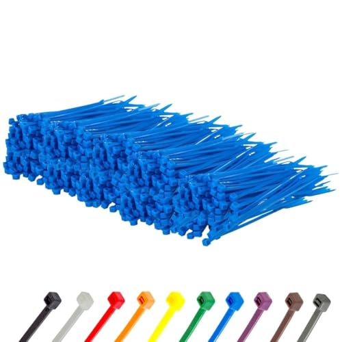 Gocableties Kabelbinder 1000 Stück Blau, 100 mm x 2,5 mm mit 8,1 kg Zugfestigkeit, kleine Größe, dünn, UV Beständig Set von GOCABLETIES