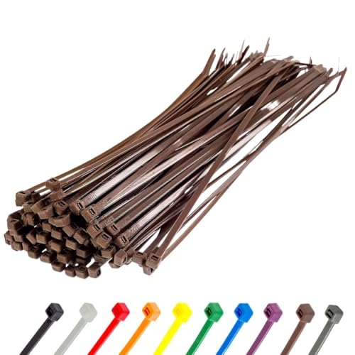 Gocableties Kabelbinder 100 Stück Braun, 300 mm x 4,8 mm mit 22,2 kg Zugfestigkeit, UV Beständig Set von GOCABLETIES