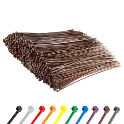 Gocableties Kabelbinder 1000 Stück Braun, 200 mm x 4,8 mm mit 22,2 kg Zugfestigkeit, UV Beständig Set von GOCABLETIES