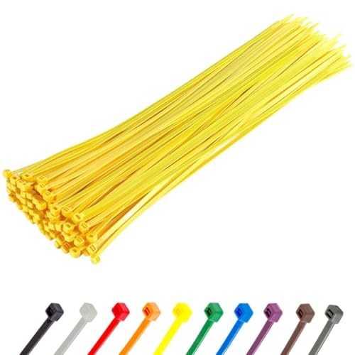 Gocableties Kabelbinder 100 Stück Gelb, 370 mm x 4,8 mm mit 22,2 kg Zugfestigkeit, lang, UV Beständig Set von GOCABLETIES