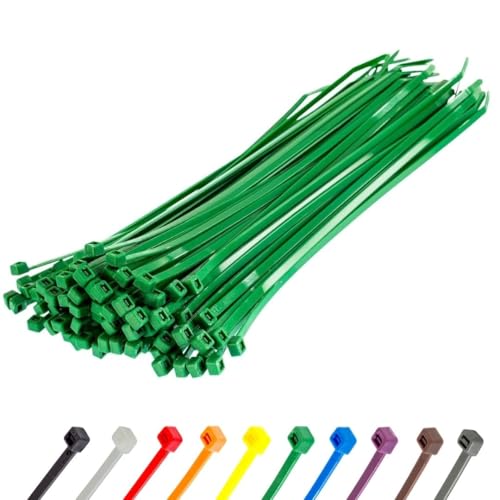 Gocableties Kabelbinder 100 Stück Grün, 370 mm x 4,8 mm mit 22,2 kg Zugfestigkeit, lang, UV Beständig Set von GOCABLETIES