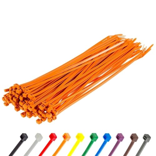 Gocableties Kabelbinder 100 Stück Orange, 200 mm x 4,8 mm mit 22,2 kg Zugfestigkeit, UV Beständig Set von GOCABLETIES
