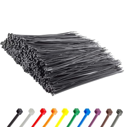 Gocableties Kabelbinder 1000 Stück Schwarz, 300 mm x 7,6 mm mit 54,5 kg Zugfestigkeit, extra starkes, UV Beständig Set von GOCABLETIES