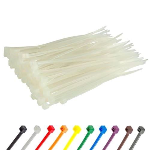 Gocableties Kabelbinder 100 Stück Weiß/Naturfarben Transparent, 150 mm x 3,6 mm mit 18,2 kg Zugfestigkeit, kleine Größe, UV Beständig Set von GOCABLETIES