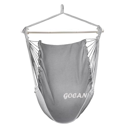 Hängematte Schaukel Stuhl mit Stahl Spread Bar Breiter Sitz Große Hängematte Stuhl(grau) von GOCAN