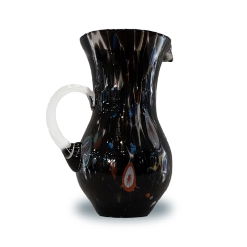 Gocce di Murano Krug Buvette 1 Liter Schwarz mundgeblasenes Glas Handarbeit Tischkaraffe elegant und im Stil Made in Italy von Gocce di Murano