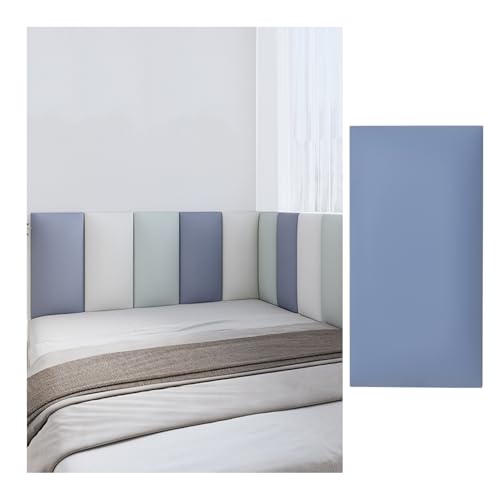 GOCHUSX 3D-Antikollisions-Wandpolsterung, Selbstklebende Softbag-Wandpaneele, Gepolstertes Leder-Wandkopfteil Für Schlafzimmer, Spielzimmer, Schlafsäle, Hotels(Hellblau,20x50cm-10PCS) von GOCHUSX