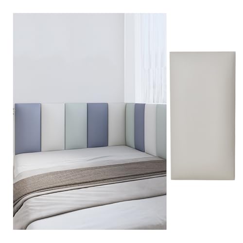 GOCHUSX 3D-Antikollisions-Wandpolsterung, Selbstklebende Softbag-Wandpaneele, Gepolstertes Leder-Wandkopfteil Für Schlafzimmer, Spielzimmer, Schlafsäle, Hotels(Hellgrau,20x50cm-1PC) von GOCHUSX