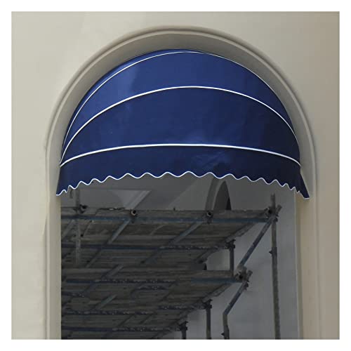 GOCHUSX Markise Für Fenster Und Türen, Faltbare Runde Vordachabdeckung UV-Block Sonnenschirm, Polyester-Gewebe Dekorative Volant, (Farbe : Blau, Größe : 120cm) von GOCHUSX
