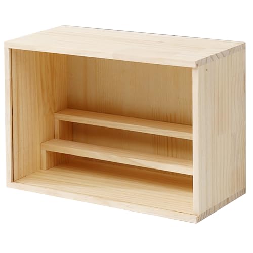 GOCHUSX Minifiguren-Vitrine, Hölzerne Vitrine, Sammlerstück-Ausstellungsregale, Stapelbare Offene Aufbewahrungsbox Für Modellautos Und Actionfiguren(42x18x28cm) von GOCHUSX