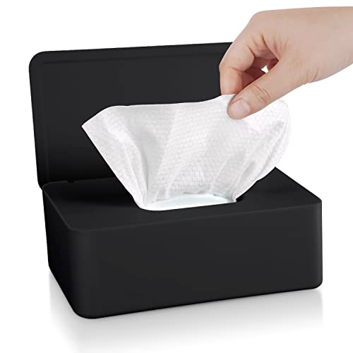 Feuchttücher Box mit Deckel,Taschentuchspender,Taschentuchbox für Zuhause Büro Auto (Schwarz) von GOCUODE