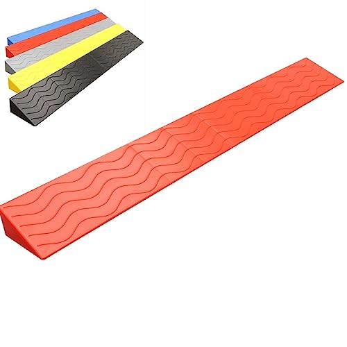 Bordsteinrampe Rollstuhl, Auffahrrampe Türschwellenrampe, Schwellenrampe Kunststoff rutschfeste,Rampe Dreiecksmatte Kunststoff Kleines Trittpolster (Color : Red, Size : 99 * 20 * 9.5CM) von GODARM