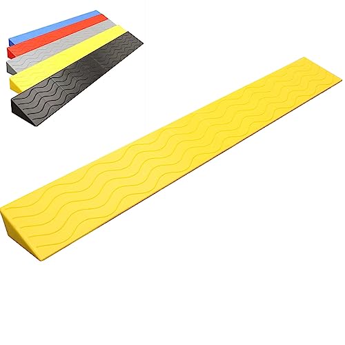 Bordsteinrampe Rollstuhl, Auffahrrampe Türschwellenrampe, Schwellenrampe Kunststoff rutschfeste,Rampe Dreiecksmatte Kunststoff Kleines Trittpolster (Color : Yellow, Size : 99 * 20 * 9.0CM) von GODARM