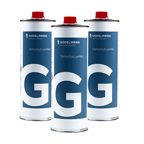 3 x GODELMANN Steinimprägnierung außen | Steinschutz perfekt imprägniert Betonsteine, Pflastersteine & Terrassenplatten | Langanhaltende Steinversiegelung & Steinschutz | 3,0 l von GODELMANN