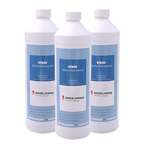 3 x GODELMANN Steinimprägnierung außen | imprägniert Betonsteine, Pflastersteine & Terrassenplatten | Langanhaltende Steinversiegelung & Steinschutz | 3,0 l von GODELMANN