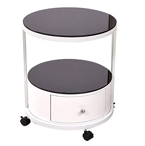 GODFSAHG Beistelltisch, klein, drehbar, Nachttisch aus Faserplatte, Nachttisch mit Schubladen, Rollen und offenem Regal, Beistelltisch, Couchtisch für Wohnzimmer, Couchtisch, Schlafzimmer GODFSAHG Beistelltisch, klein, drehbar, Nachttisch aus Faserplatte, Nachttisch mit Schubladen, Rollen und offenem Regal, Beistelltisch, Couchtisch für Wohnzimmer, Couchtisch, Schlafzimmer von GODFSAHG