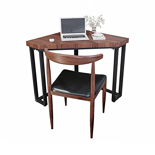 GODFSAHG Computer-Schreibtische, dreieckiger Schreibtisch, Kiefernholz, Eckschreibtisch, einfacher Stil, stabiler Metallrahmen mit verstellbaren Füßen, Retro-Braun, Arbeitsschreibtisch für Home Office von GODFSAHG