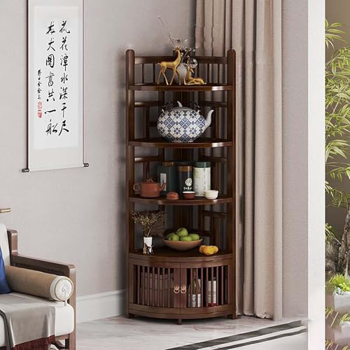 GODFSAHG Eck-Organizer mit gebogenem Profil-Design, platzsparend, für Wohnzimmer, kleiner Sideboard-Schrank für antike und Porzellanartikel, 129 cm Höhe von GODFSAHG