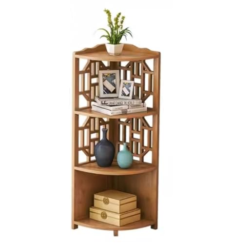 GODFSAHG Eckleiter-Regal, Bambus-Eck-Bücherregal, Ausstellungsregal, Eck-Bücherregal, Pflanzenständer für Schlafzimmer, Wohnzimmer, Wohnzimmer, Organizer (4 Etagen) von GODFSAHG