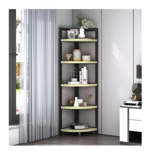 GODFSAHG Eckleiterregal, 5 Etagen, Eckregal, Metall und Holz, Eckständer, Eckregal, Bücherregal, Pflanzenständer, Lagerregal für Wohnzimmer, Küche, Wohnzimmer, Organizer (F) von GODFSAHG