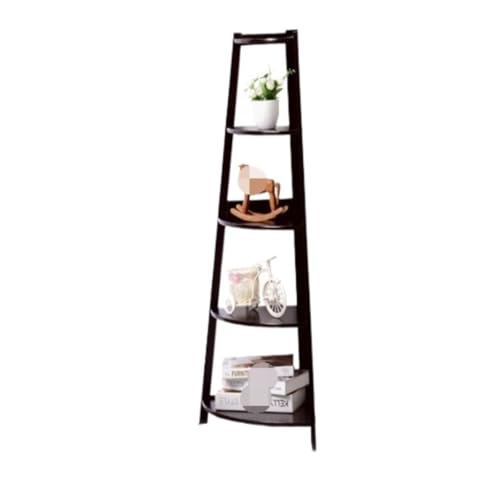 GODFSAHG Eckleiterregal, 5-stöckiges Eckregal, Holz, Bücherregal, Pflanzenständer, Präsentationsständer für Wohnzimmer, Schlafzimmer, Wohnzimmer, Organizer (B) von GODFSAHG