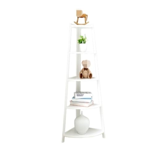 GODFSAHG Eckleiterregal, 5-stöckiges Eckregal, Holz, Bücherregal, Pflanzenständer, Präsentationsständer für Wohnzimmer, Schlafzimmer, Wohnzimmer, Organizer (C) von GODFSAHG