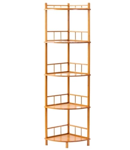 GODFSAHG Eckleiterregal 5 Etagen Bambus Eckregal Freistehendes Eckregal Eckregal Regal Eckdisplay Rack Aufbewahrung für Küche Wohnzimmer Wohnzimmer Organizer von GODFSAHG
