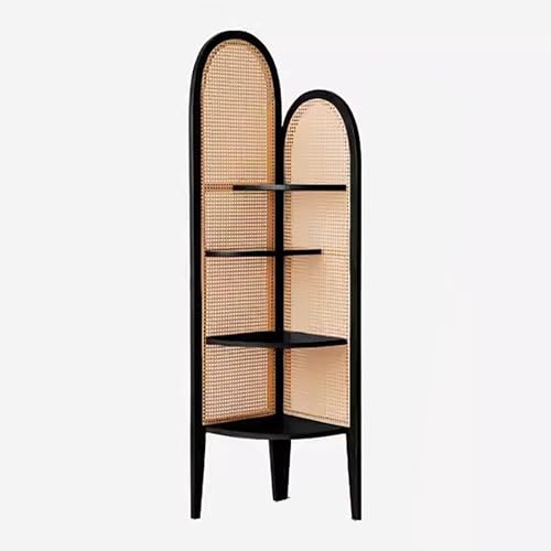 GODFSAHG Eckregal aus Rattan, 4 Etagen, dreieckig, Bücherregal, hohes Akzent-Display, Bücherregal für Wohnzimmer, Schlafzimmer, Büro GODFSAHG Eckregal aus Rattan, 4 Etagen, dreieckig, Bücherregal, hohes Akzent-Display, Bücherregal für Wohnzimmer, Schlafzimmer, Büro von GODFSAHG