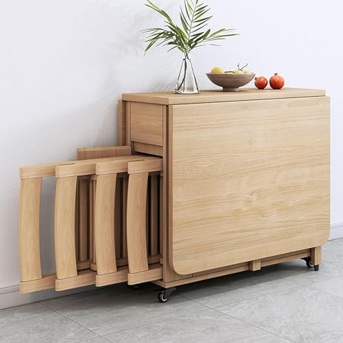 GODFSAHG Esstisch Set, Drop Leaf Küchentisch und Stühle, Holz ausziehbarer Schreibtisch, mobiler platzsparender Klapptisch mit 4 Stühlen, klappbar in drei Formen Tisch GODFSAHG Esstisch Set, Drop Leaf Küchentisch und Stühle, Holz ausziehbarer Schreibtisch, mobiler platzsparender Klapptisch mit 4 Stühlen, klappbar in drei Formen Tisch von GODFSAHG