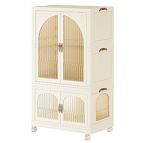 GODFSAHG Kleiderschrank-Aufbewahrungsschrank, tragbar, mit magnetischen Türen und Rollen, faltbarer Schrank-Organizer für Wohnzimmer, Schlafzimmer GODFSAHG Kleiderschrank-Aufbewahrungsschrank, tragbar, mit magnetischen Türen und Rollen, faltbarer Schrank-Organizer für Wohnzimmer, Schlafzimmer von GODFSAHG