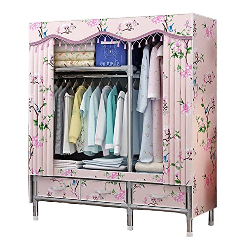 GODFSAHG Kleiderschrank aus Segeltuch, große Stoffgarderobe mit Kleiderstange, faltbarer Kleiderschrank für Schlafzimmer, A-120 x 45 x 168 cm von GODFSAHG
