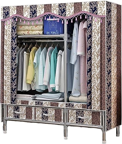 GODFSAHG Kleiderschrank aus Segeltuch, große Stoffgarderobe mit Kleiderstange, faltbarer Kleiderschrank für Schlafzimmer, B-120 x 45 x 168 cm von GODFSAHG