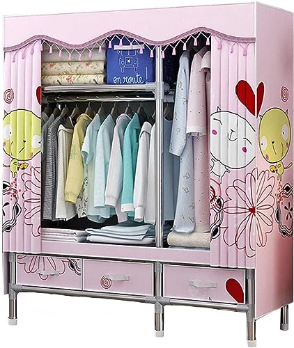 GODFSAHG Kleiderschrank aus Segeltuch, große Stoffgarderobe mit Kleiderstange, faltbarer Kleiderschrank für Schlafzimmer, C-120 x 45 x 168 cm von GODFSAHG