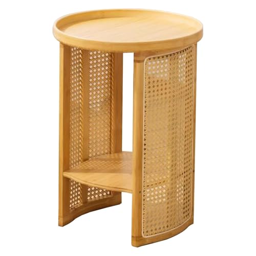 GODFSAHG Rattan-Aufbewahrungs-Beistelltisch für Wohnzimmer, Schlafzimmer, Dekor, runder Couchtisch mit offenem Aufbewahrungsregal und Eckregal, kreativer Teetisch für Balkon, große Größe, moderner GODFSAHG Rattan-Aufbewahrungs-Beistelltisch für Wohnzimmer, Schlafzimmer, Dekor, runder Couchtisch mit offenem Aufbewahrungsregal und Eckregal, kreativer Teetisch für Balkon, große Größe, moderner von GODFSAHG