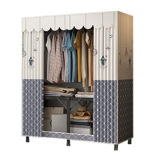 GODFSAHG Stoff-Kleiderschrank, zusammenklappbare Kleiderschrank-Aufbewahrung, Stoff-Kleiderschränke für schwere Beanspruchung mit Abdeckung, Stoffschränke für Schlafzimmer, Einzelbett, faltbare von GODFSAHG