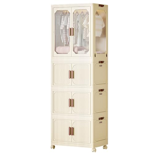 GODFSAHG Tragbarer Faltschrank zum Aufhängen von Kleidung mit Magnettüren und Rollen, schnelle und einfache Montage, Kunststoffschrank zum Aufhängen von Kleidung GODFSAHG Tragbarer Faltschrank zum Aufhängen von Kleidung mit Magnettüren und Rollen, schnelle und einfache Montage, Kunststoffschrank zum Aufhängen von Kleidung von GODFSAHG