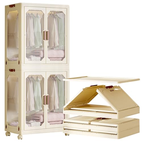 GODFSAHG Tragbarer Kleiderschrank, faltbare Aufbewahrungskörbe mit magnetischen Türen und Rollen, stapelbare Aufbewahrung für Wohnzimmer, Schlafzimmer, Schlafsaal, Kunststoffschrank zum Aufhängen von GODFSAHG Tragbarer Kleiderschrank, faltbare Aufbewahrungskörbe mit magnetischen Türen und Rollen, stapelbare Aufbewahrung für Wohnzimmer, Schlafzimmer, Schlafsaal, Kunststoffschrank zum Aufhängen von von GODFSAHG