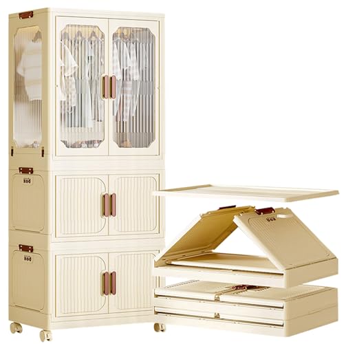 GODFSAHG Tragbarer Kleiderschrank, faltbare Aufbewahrungskörbe mit magnetischen Türen und Rollen, stapelbare Aufbewahrung für Wohnzimmer, Schlafzimmer, Schlafsaal, Kunststoffschrank zum Aufhängen von GODFSAHG Tragbarer Kleiderschrank, faltbare Aufbewahrungskörbe mit magnetischen Türen und Rollen, stapelbare Aufbewahrung für Wohnzimmer, Schlafzimmer, Schlafsaal, Kunststoffschrank zum Aufhängen von von GODFSAHG